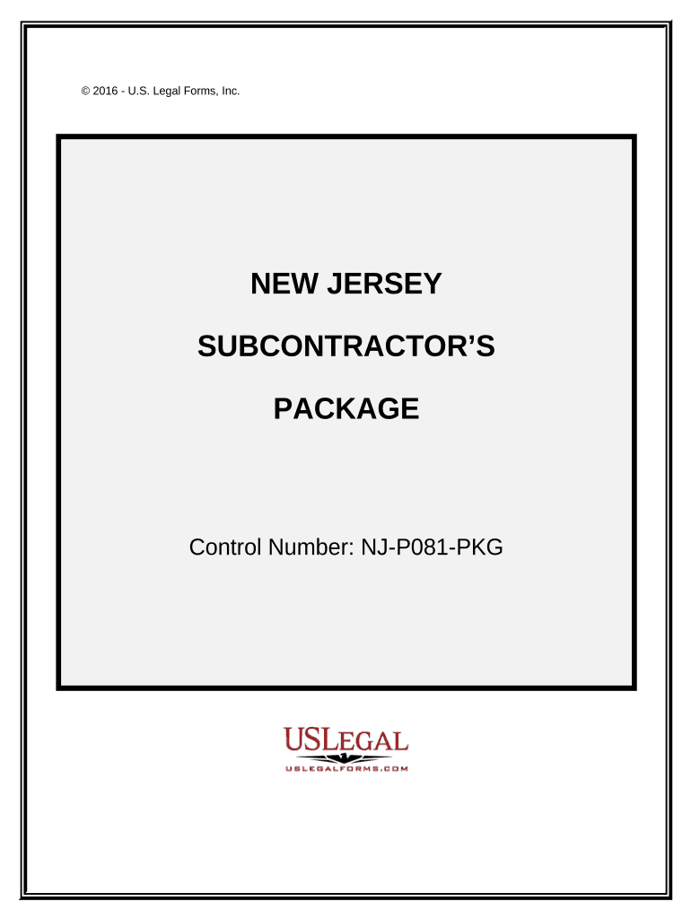 Subcontractors Package - New Jersey Preview on Page 1