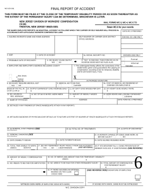 New Jersey Workers' Compensation Final Report of Accident - Blank ...