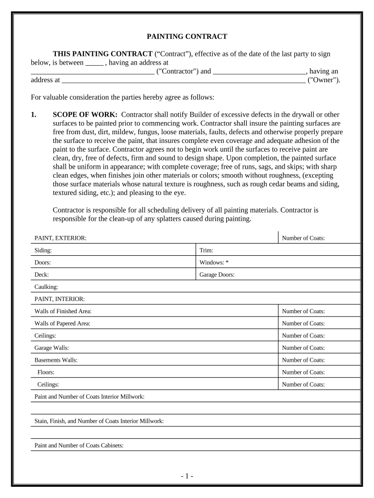 Painting Contract for Contractor - New Mexico Preview on Page 1