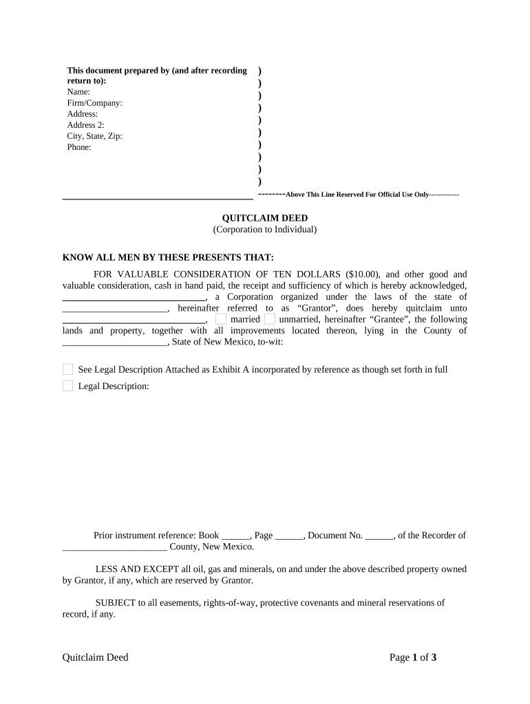 new mexico quit claim deed Preview on Page 1
