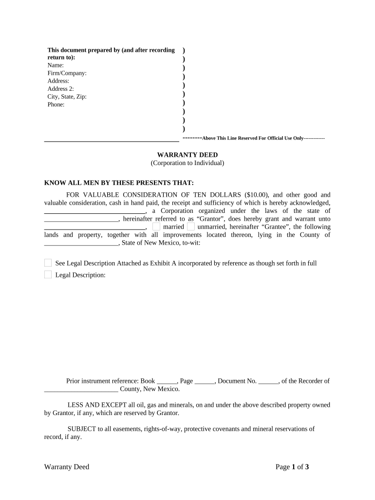 nm warranty deed Preview on Page 1.