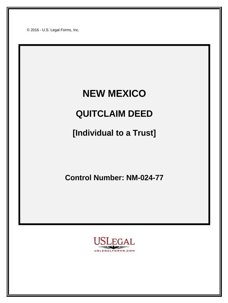 Quitclaim Deed - Individual to a Trust - New Mexico Preview on Page 1