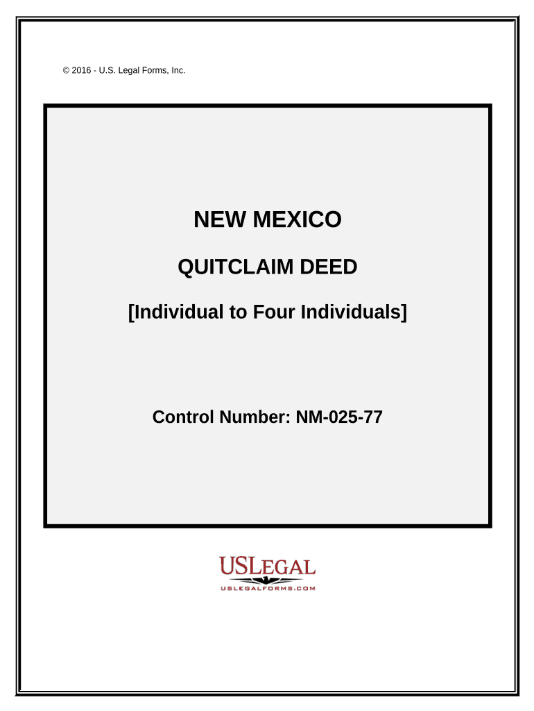 Quitclaim Deed - Individual to Four Individuals - New Mexico Preview on Page 1