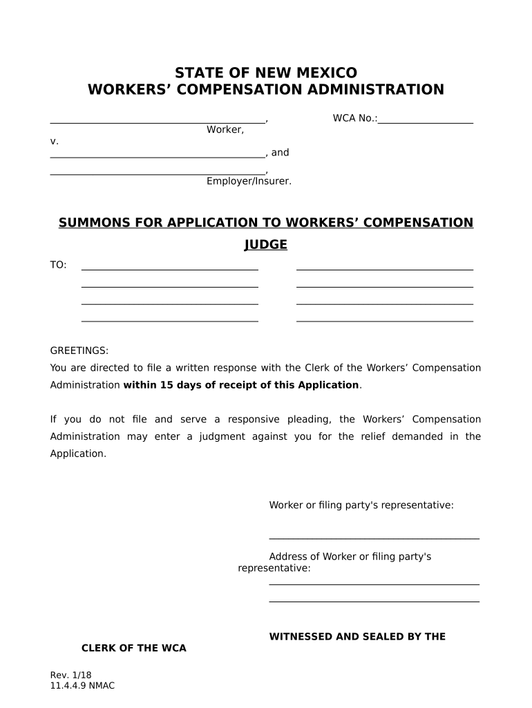 new mexico workers compensation form Preview on Page 1