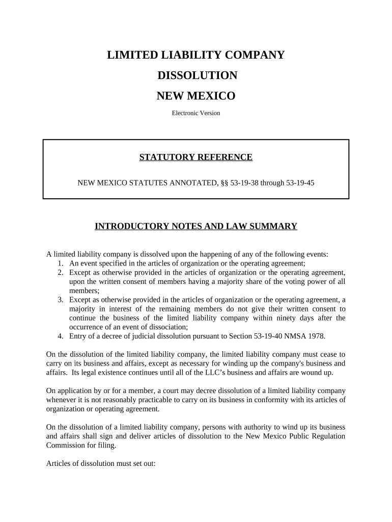 how to dissolve an llc in new mexico Preview on Page 1