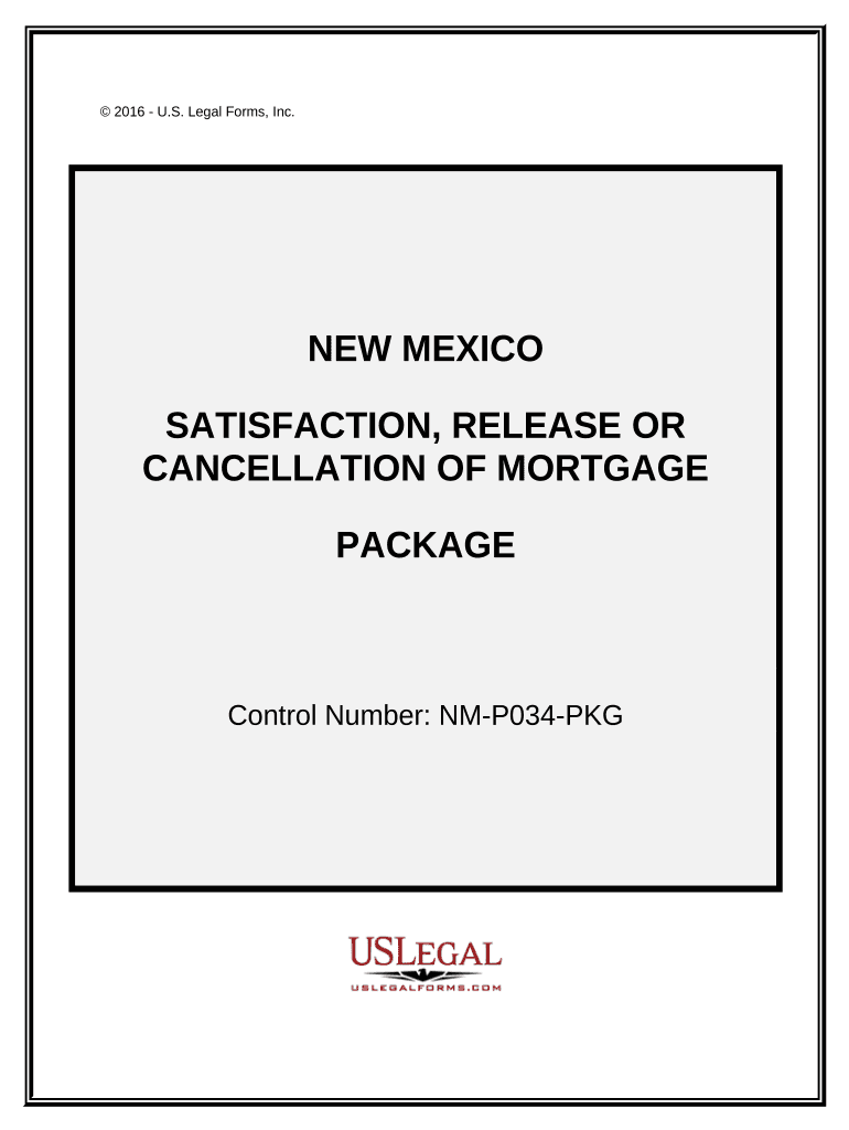 Satisfaction, Cancellation or Release of Mortgage Package - New Mexico Preview on Page 1.