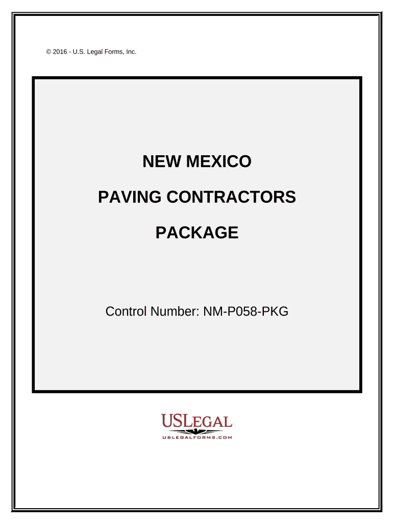 Paving Contractor Package - New Mexico Preview on Page 1.