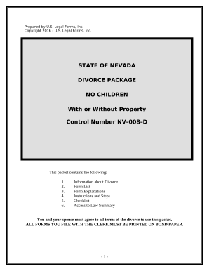 No-Fault Agreed Uncontested Divorce Package for Dissolution of Marriage for Persons with No Children with or without Property and Debts - Nevada