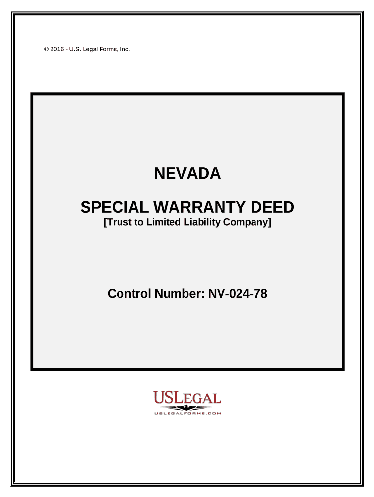 Special Warranty Deed - Trust to Limited Liability Company - Nevada Preview on Page 1