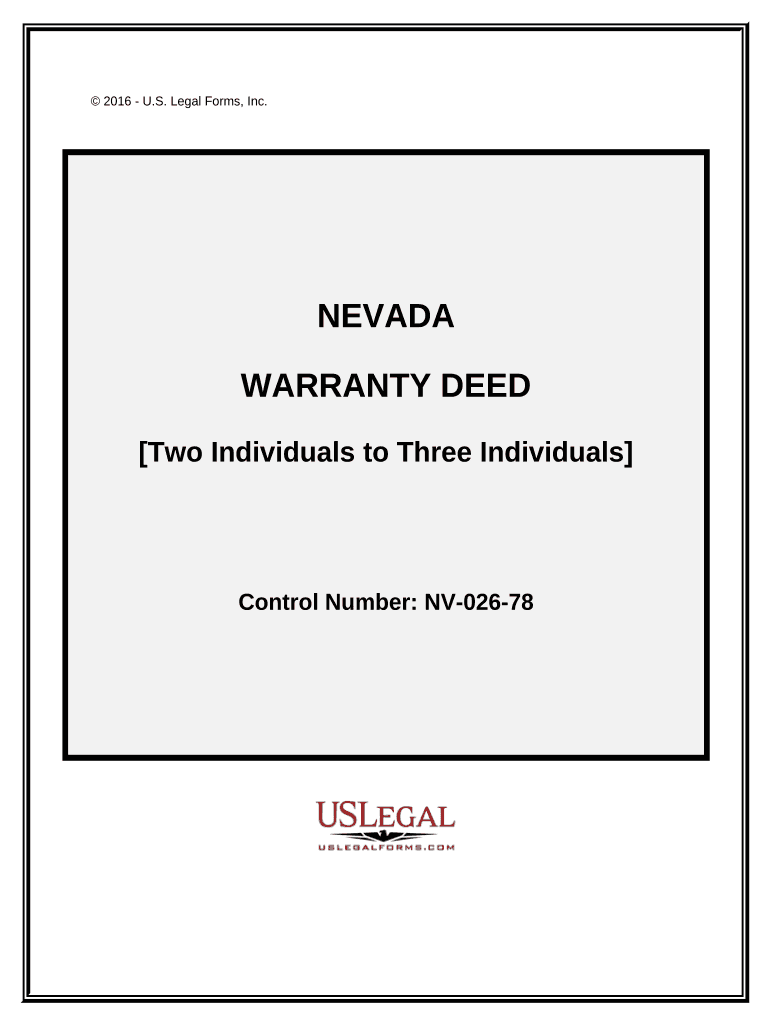 Warranty Deed - Two Grantors to Three Grantees - Nevada Preview on Page 1.