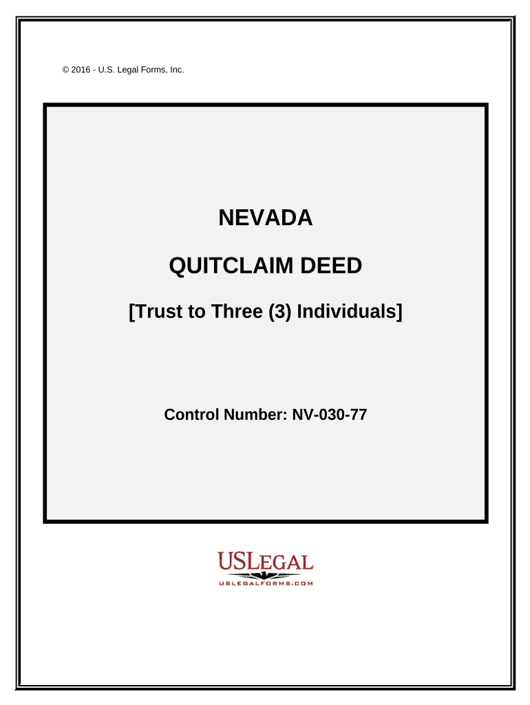 Quitclaim Deed - Trust to Three Individuals - Nevada Preview on Page 1