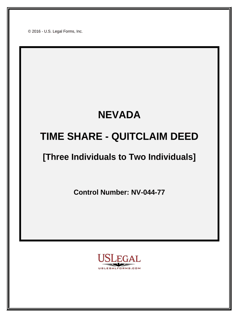 Time Share Quitclaim Deed - Three Individuals to Two Individuals - Nevada Preview on Page 1