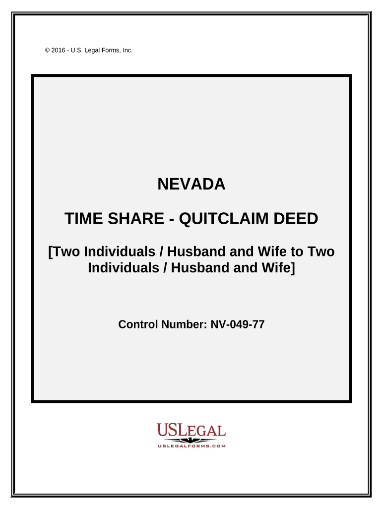 Quitclaim Deed - Time Share from Two Individuals / Husband and Wife to Two Individuals / Husband and Wife - Nevada Preview on Page 1.