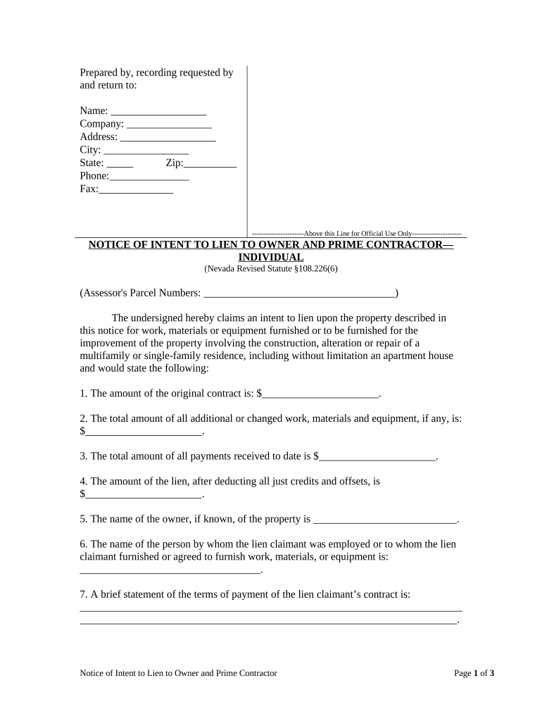 nevada notice intent Preview on Page 1