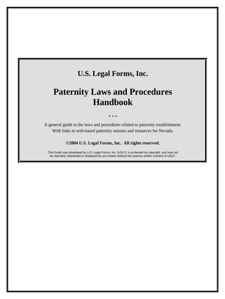 Paternity Law and Procedure Handbook - Nevada Preview on Page 1