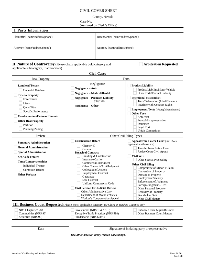 edny civil cover sheet Preview on Page 1.