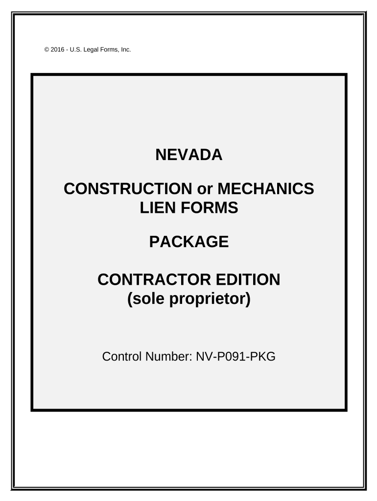 Nevada Construction or Mechanics Lien Package - Individual - Nevada Preview on Page 1