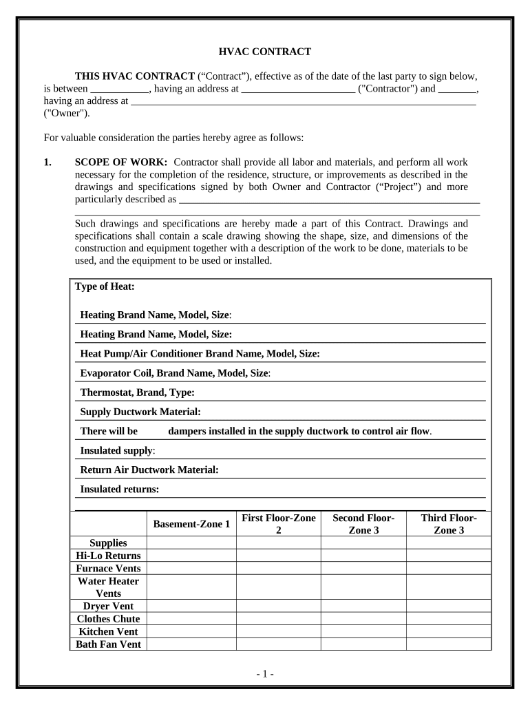 hvac contract Preview on Page 1