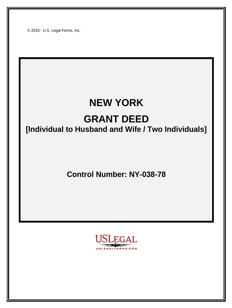 Grant Deed from an Individual to Two Individuals or Husband and Wife - New York Preview on Page 1