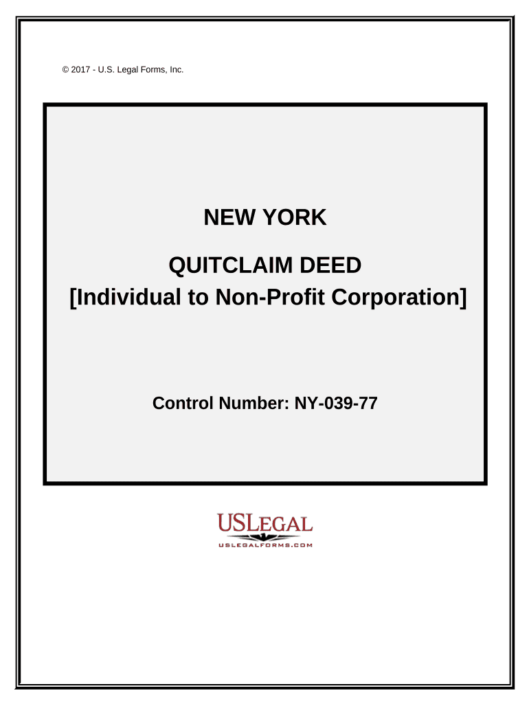 Quitclaim Deed from an Individual to a Non-Profit Corporation - New York Preview on Page 1