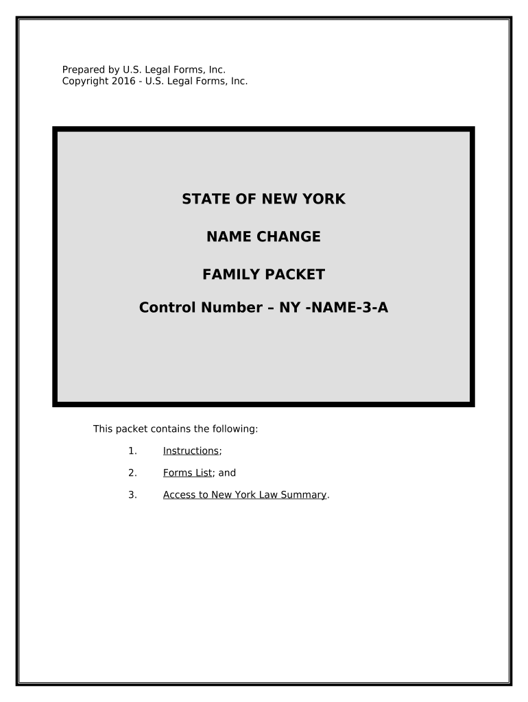 New York Name Change Instructions and Forms Package for a Family with minor children - New York City Only - New York Preview on Page 1.