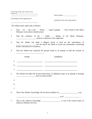 Affidavit of Due Diligence
