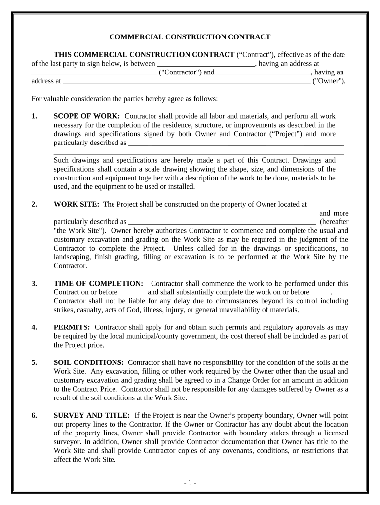 construction contract template Preview on Page 1.