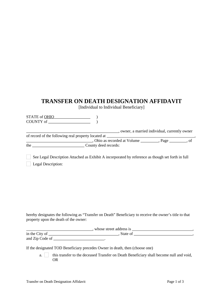 how to fill out a transfer on death designation affidavit Preview on Page 1