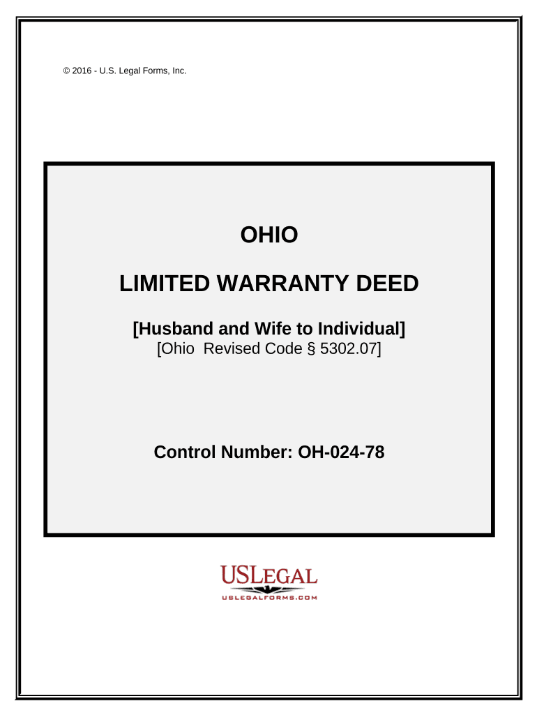 Limited Warranty Deed - Husband and Wife to Individual - Ohio Preview on Page 1