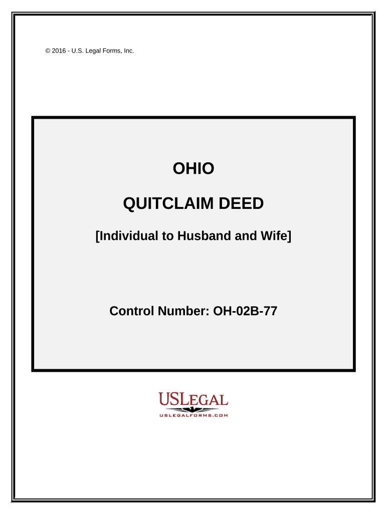 Quitclaim from Individual to Husband and Wife as Joint Tenants with Right of Survivorship - Ohio Preview on Page 1.