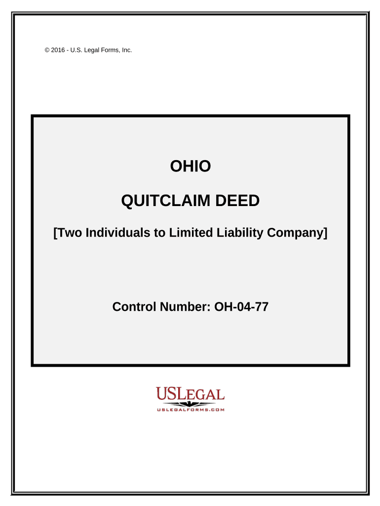 Quitclaim Deed by Two Individuals to LLC - Ohio Preview on Page 1