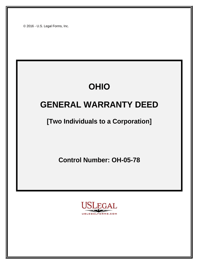 General Warranty Deed from two Individuals to Corporation - Ohio Preview on Page 1