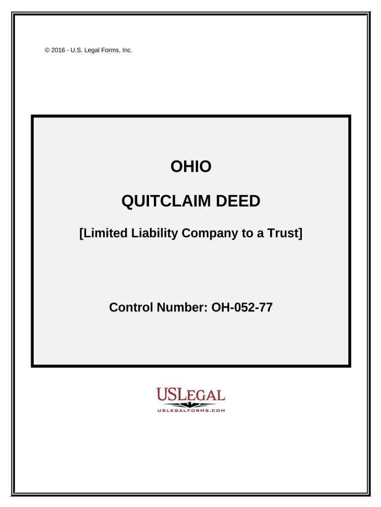 Quitclaim Deed - Limited Liability Company to a Trust - Ohio Preview on Page 1