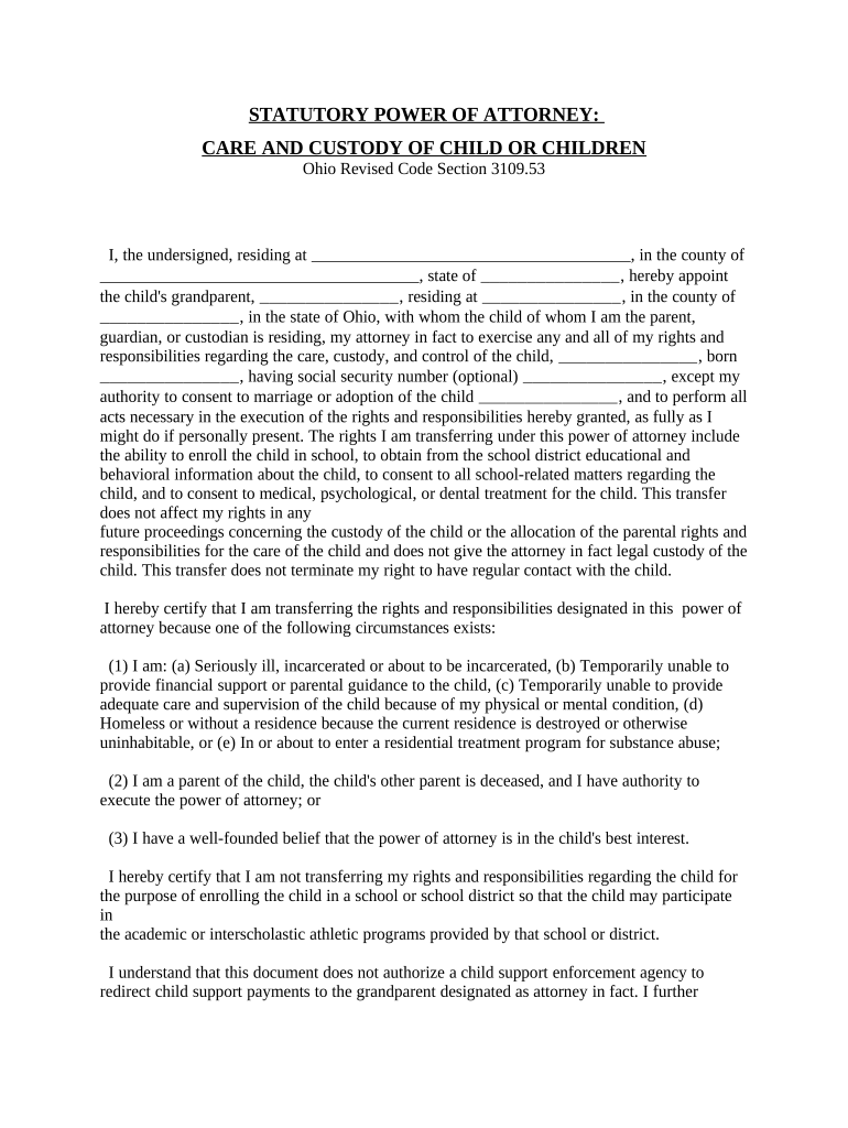 grandparent power of attorney Preview on Page 1