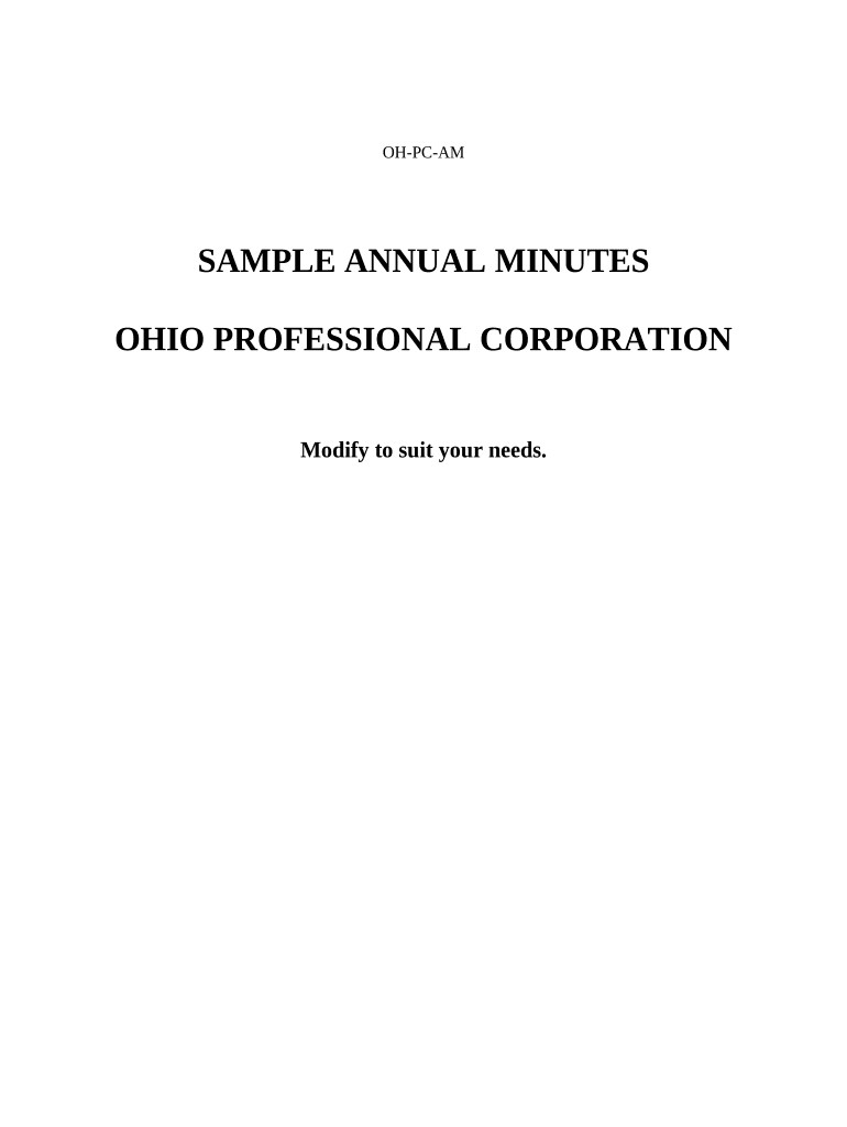 Annual Minutes for an Ohio Professional Corporation aka Professional Association - Ohio Preview on Page 1