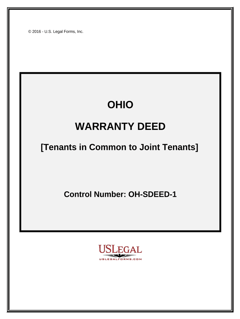 Warranty Deed for Husband and Wife Converting Property from Tenants in Common to Joint Tenancy - Ohio Preview on Page 1