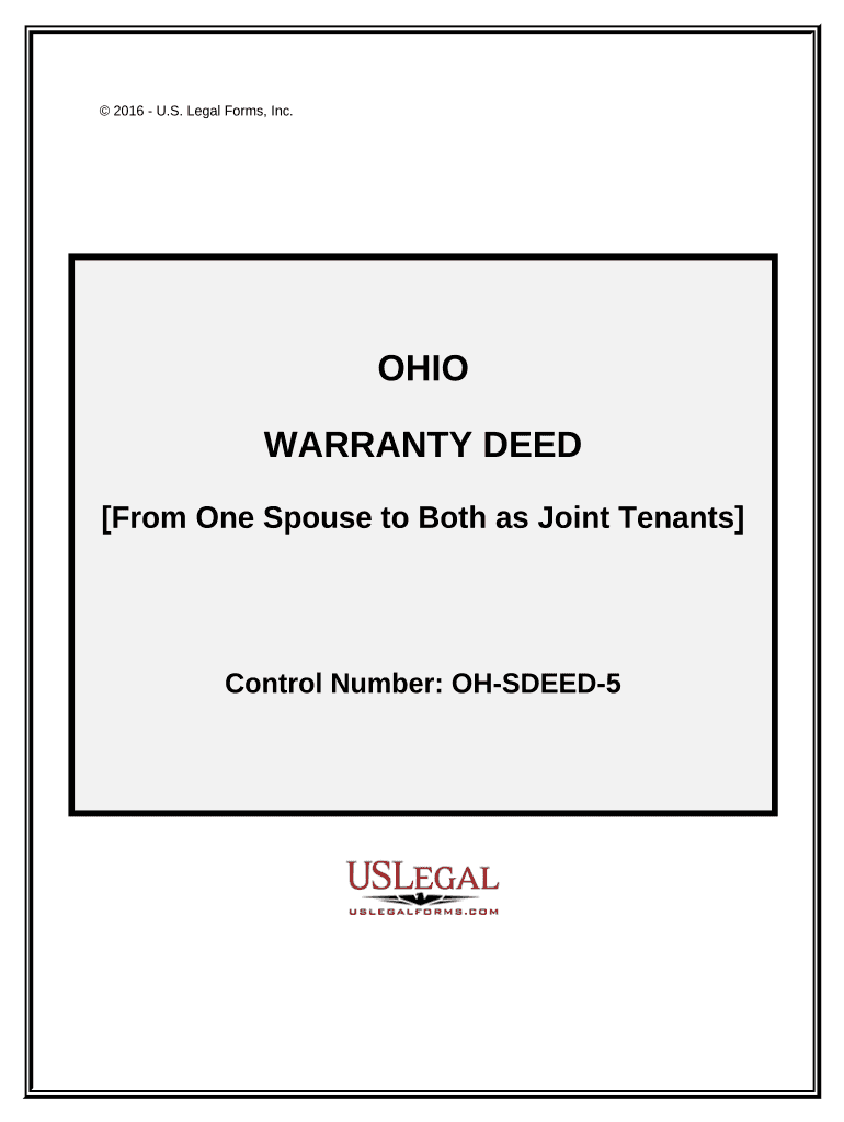 Warranty Deed to Separate Property of One Spouse to Both Spouses as Joint Tenants - Ohio Preview on Page 1