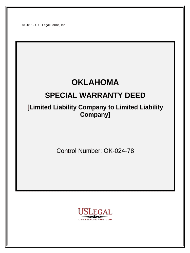 Special Warranty Deed - Limited Liability Company to Limited Liability Company - Oklahoma Preview on Page 1