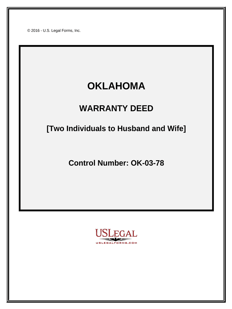 Warranty Deed from two Individuals to Husband and Wife - Oklahoma Preview on Page 1