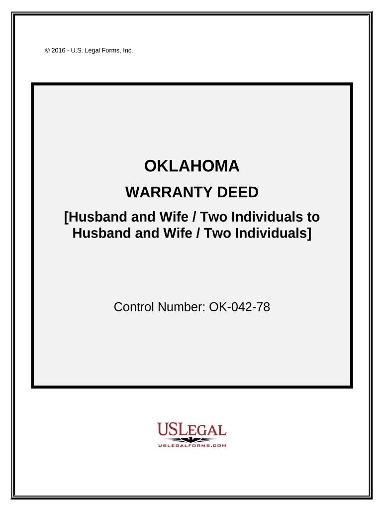 Warranty Deed from Husband and Wife / Two Individuals to Husband and Wife / Two Individuals. - Oklahoma Preview on Page 1