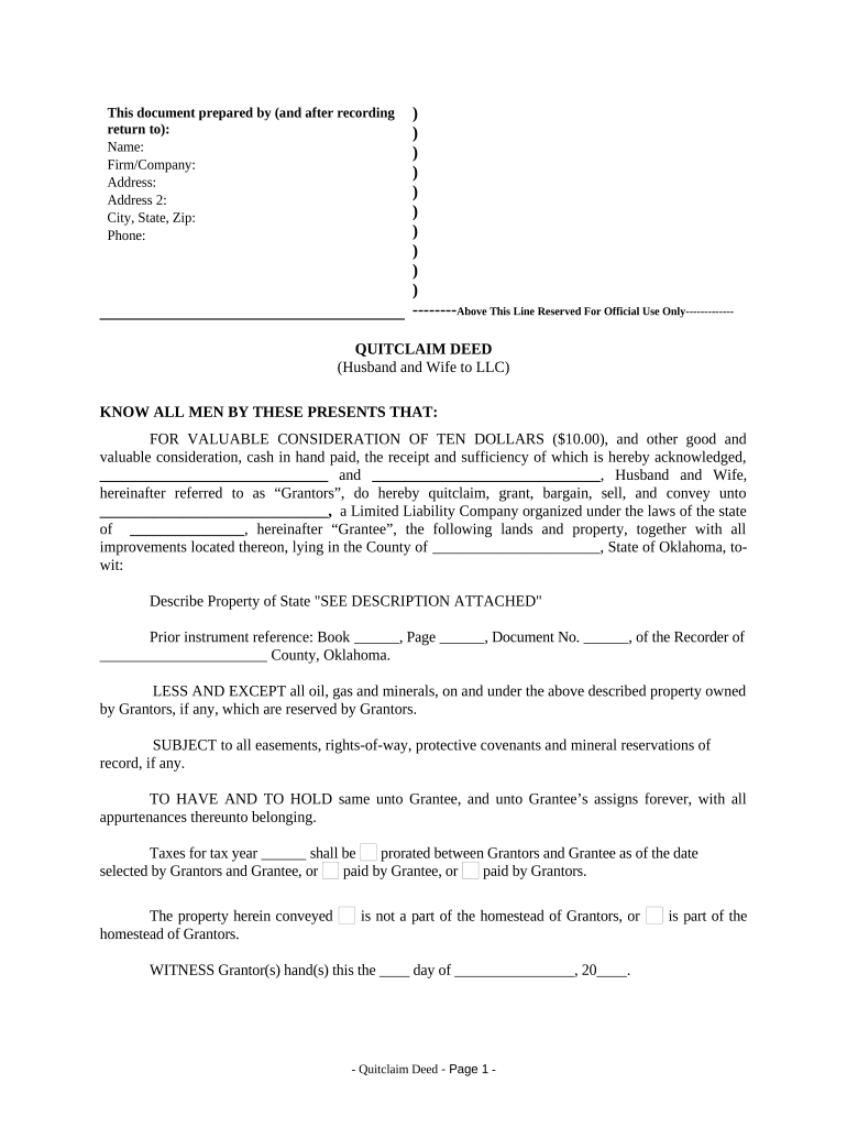 quitclaim deed oklahoma Preview on Page 1