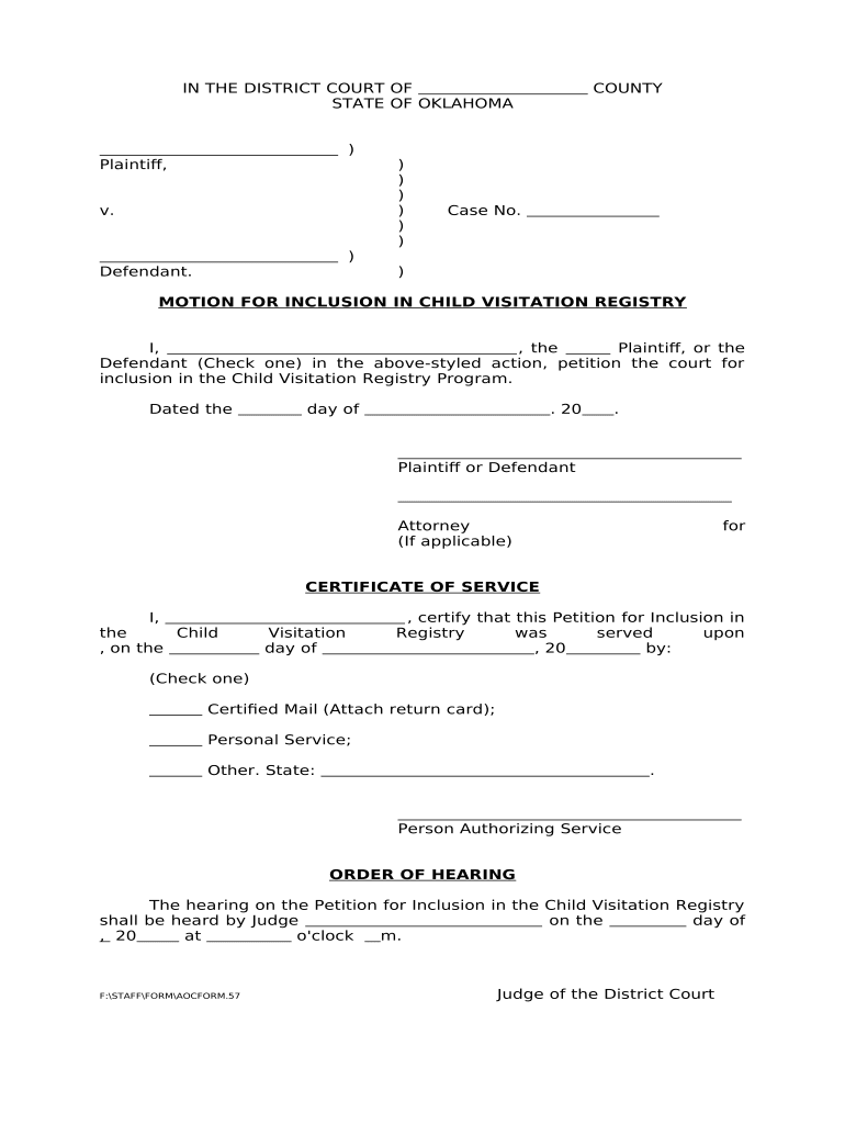 Oklahoma Custody Fill Out Sign Online DocHub