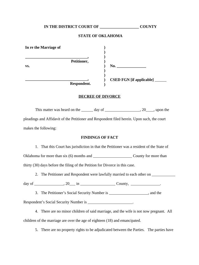 oklahoma annulment forms Preview on Page 1