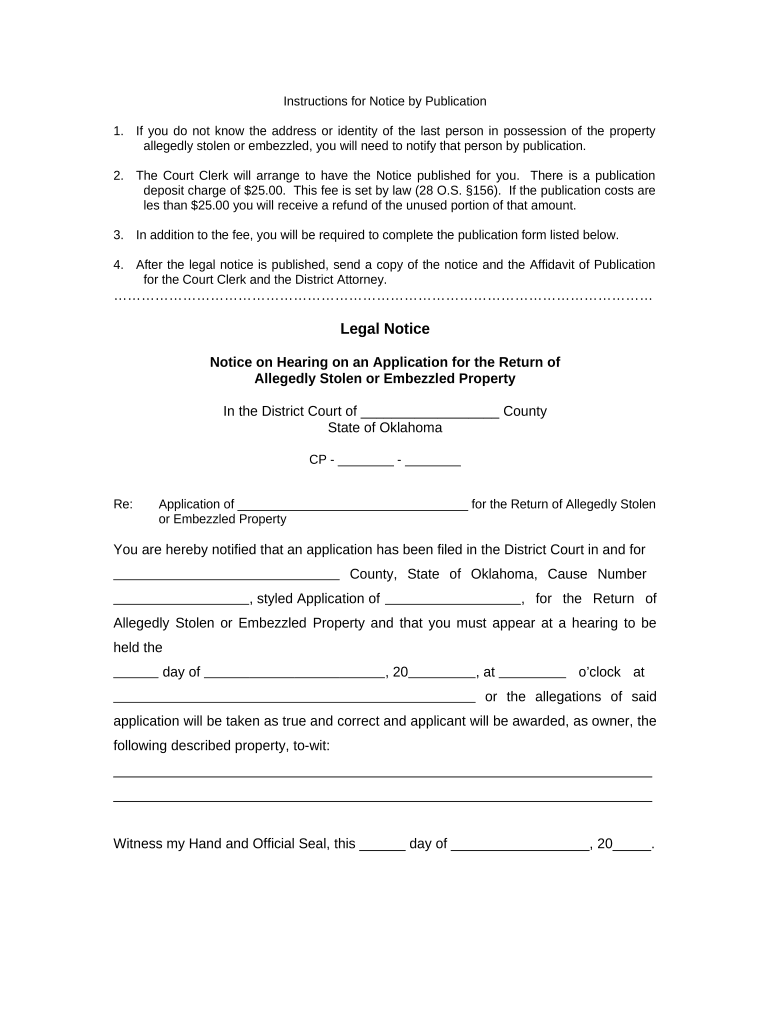 Oklahoma Notice Hearing Doc Template PdfFiller