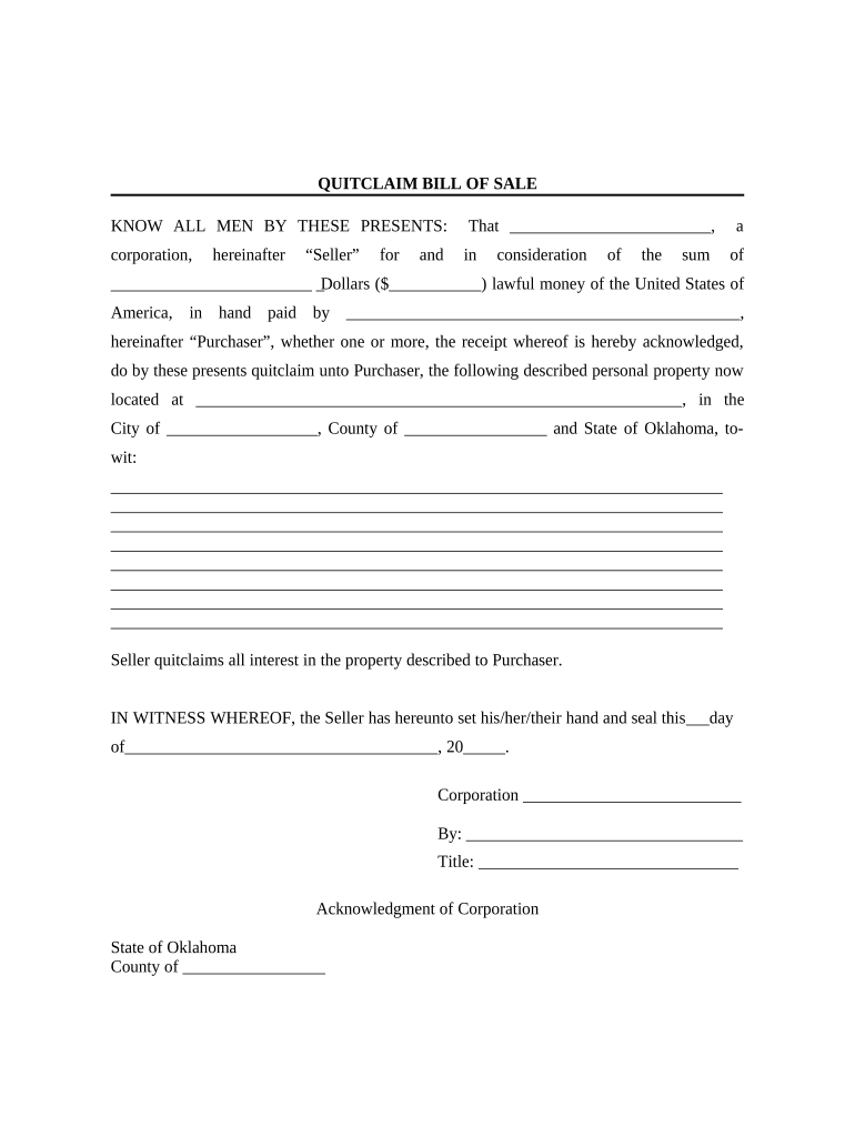 bill of sale oklahoma Preview on Page 1