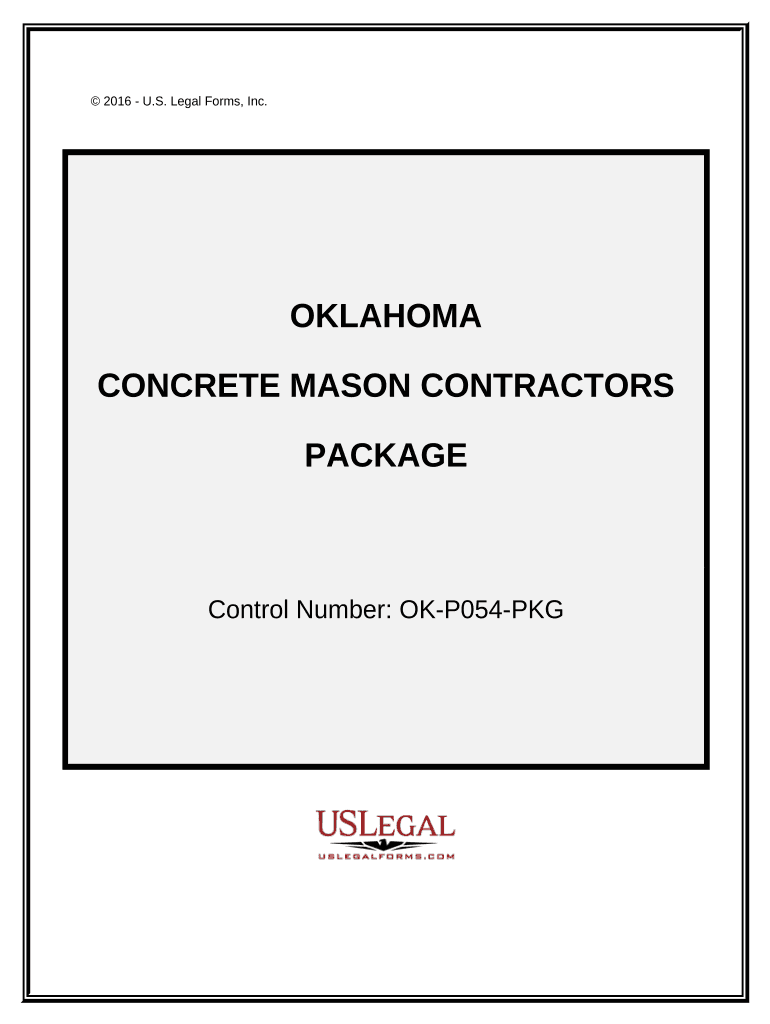 Concrete Mason Contractor Package - Oklahoma Preview on Page 1.