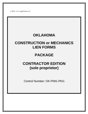 Oklahoma Construction or Mechanics Lien Package - Individual - Oklahoma