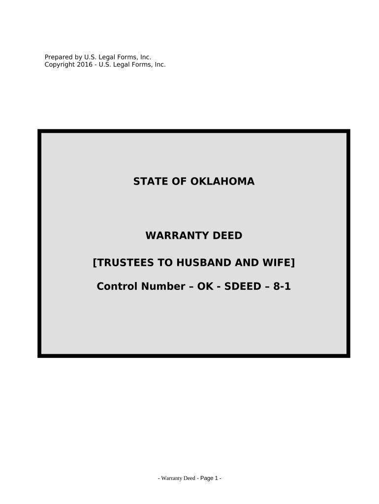 Warranty Deed from Trustees to Husband and Wife - Oklahoma Preview on Page 1