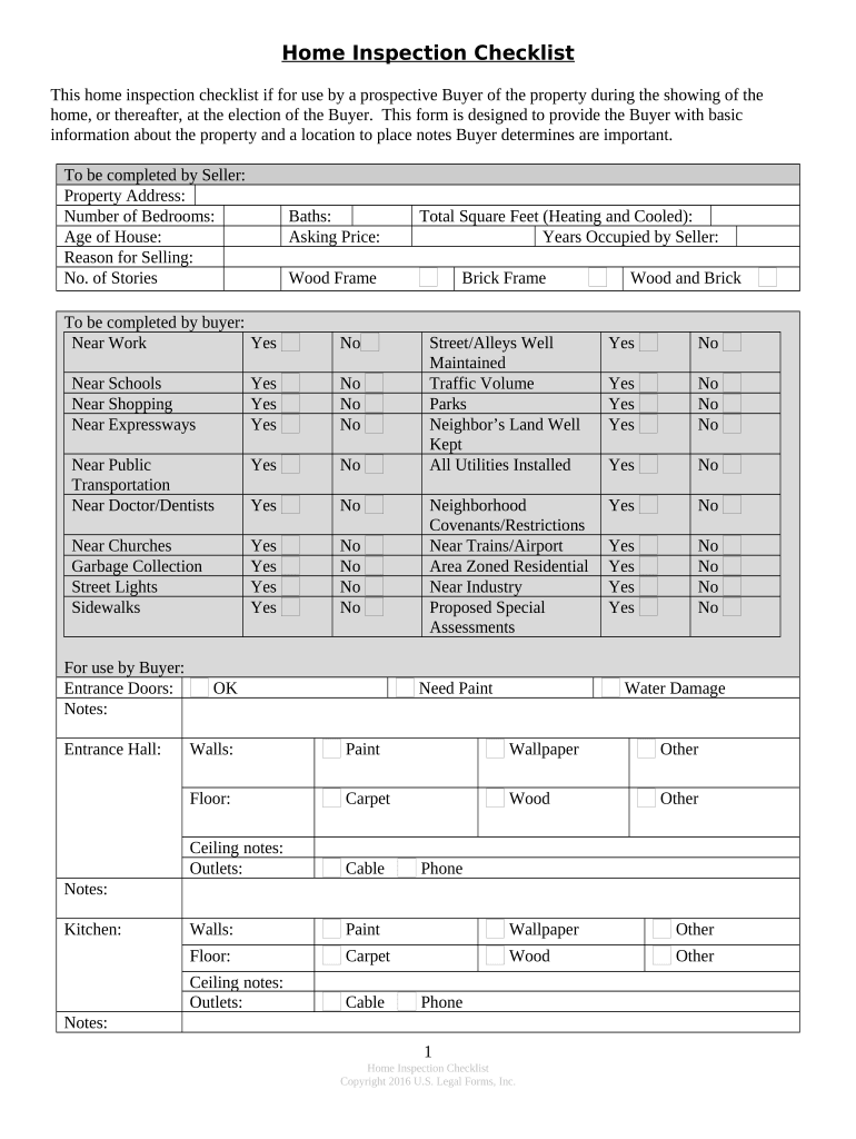 home inspection checklist Preview on Page 1