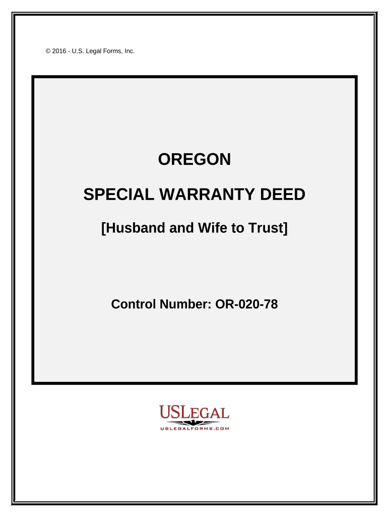 Special Warranty Deed - Husband and Wife to Trust - Oregon Preview on Page 1